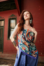 Load image into Gallery viewer, FAD Astrology-Themed Cotton Voile Bandana from Mythology Collection. With intricate fractal patterns inspired by archeological signs, this luxurious modern scarf features vibrant colors, is handstitched on edges and printed on highest-quality fabric.