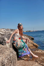 Load image into Gallery viewer, FAD Astrology-Themed Cotton Voile Shawl from Mythology Collection. With intricate fractal patterns inspired by archeological signs, this luxurious modern shawl features vibrant colors, is handstitched on edges and printed on highest-quality fabric.