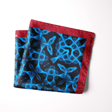 Load image into Gallery viewer, Silk Pocket Square 11"x11" - Hand-stitched, Limited Edition Pure Silk Pocket Square. Hand-rolled on edges and hand stitched. Each piece has a unique design created with special Fractal formulas. A timeless great gift.