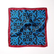 Load image into Gallery viewer, Silk Pocket Square 11"x11" - Hand-stitched, Limited Edition Pure Silk Pocket Square. Hand-rolled on edges and hand stitched. Each piece has a unique design created with special Fractal formulas. A timeless great gift.