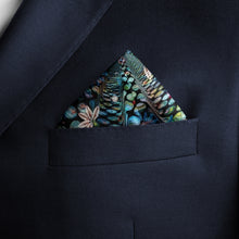 Load image into Gallery viewer, Silk Pocket Square 11"x11" - Hand-stitched, Limited Edition Pure Silk Pocket Square. Hand-rolled on edges and hand stitched. Each piece has a unique design created with special Fractal formulas. A timeless great gift.