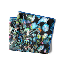 Load image into Gallery viewer, Silk Pocket Square 11"x11" - Hand-stitched, Limited Edition Pure Silk Pocket Square. Hand-rolled on edges and hand stitched. Each piece has a unique design created with special Fractal formulas. A timeless great gift.