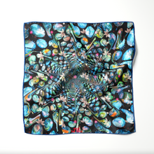 Load image into Gallery viewer, Silk Pocket Square 11"x11" - Hand-stitched, Limited Edition Pure Silk Pocket Square. Hand-rolled on edges and hand stitched. Each piece has a unique design created with special Fractal formulas. A timeless great gift.