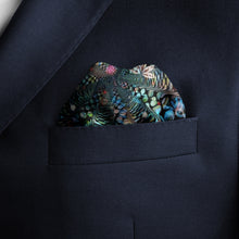 Load image into Gallery viewer, Silk Pocket Square 11"x11" - Hand-stitched, Limited Edition Pure Silk Pocket Square. Hand-rolled on edges and hand stitched. Each piece has a unique design created with special Fractal formulas. A timeless great gift.