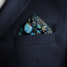 Load image into Gallery viewer, Silk Pocket Square 11"x11" - Hand-stitched, Limited Edition Pure Silk Pocket Square. Hand-rolled on edges and hand stitched. Each piece has a unique design created with special Fractal formulas. A timeless great gift.