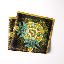 Load image into Gallery viewer, Silk Pocket Square 11"x11" - Hand-stitched, Limited Edition Pure Silk Pocket Square. Hand-rolled on edges and hand stitched. Each piece has a unique design created with special Fractal formulas. A timeless great gift.