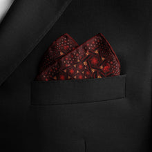 Load image into Gallery viewer, Silk Pocket Square 11"x11" - Hand-stitched, Limited Edition Pure Silk Pocket Square. Hand-rolled on edges and hand stitched. Each piece has a unique design created with special Fractal formulas. A timeless great gift.