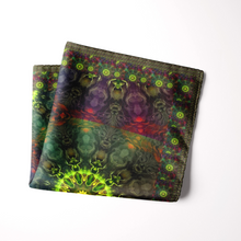 Load image into Gallery viewer, Silk Pocket Square 11"x11" - Hand-stitched, Limited Edition Pure Silk Pocket Square. Hand-rolled on edges and hand stitched. Each piece has a unique design created with special Fractal formulas. A timeless great gift.