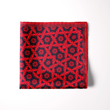 Load image into Gallery viewer, Silk Pocket Square 11"x11" - Hand-stitched, Limited Edition Pure Silk Pocket Square. Hand-rolled on edges and hand stitched. Each piece has a unique design created with special Fractal formulas. A timeless great gift.