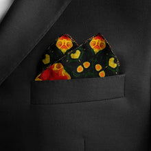 Load image into Gallery viewer, Silk Pocket Square 11"x11" - Hand-stitched, Limited Edition Pure Silk Pocket Square. Hand-rolled on edges and hand stitched. Each piece has a unique design created with special Fractal formulas. A timeless great gift.