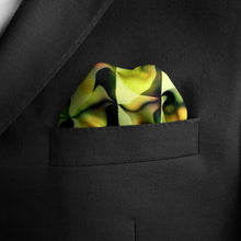 Load image into Gallery viewer, Silk Pocket Square 11"x11" - Hand-stitched, Limited Edition Pure Silk Pocket Square. Hand-rolled on edges and hand stitched. Each piece has a unique design created with special Fractal formulas. A timeless great gift.
