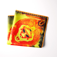 Load image into Gallery viewer, Silk Pocket Square 11"x11" - Hand-stitched, Limited Edition Pure Silk Pocket Square. Hand-rolled on edges and hand stitched. Each piece has a unique design created with special Fractal formulas. A timeless great gift.