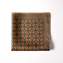 Load image into Gallery viewer, Silk Pocket Square 11"x11" - Hand-stitched, Limited Edition Pure Silk Pocket Square. Hand-rolled on edges and hand stitched. Each piece has a unique design created with special Fractal formulas. A timeless great gift.