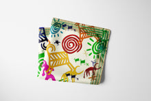 Load image into Gallery viewer, Silk Scarf & Foulard 35" x 35" - MARE Collection Inspired by the many treasures of the ocean, MARE silk scarf and foulard has beautiful notes of blue and greens in linear forms creating waves of motion.