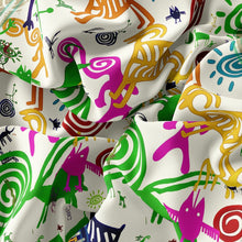 Load image into Gallery viewer, Silk Scarf & Foulard 35" x 35" - MARE Collection Inspired by the many treasures of the ocean, MARE silk scarf and foulard has beautiful notes of blue and greens in linear forms creating waves of motion.