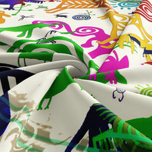 Load image into Gallery viewer, Silk Scarf & Foulard 35" x 35" - MARE Collection Inspired by the many treasures of the ocean, MARE silk scarf and foulard has beautiful notes of blue and greens in linear forms creating waves of motion.