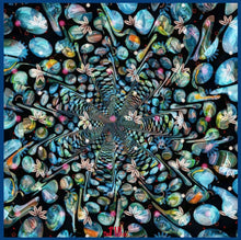 Load image into Gallery viewer, Silk Pocket Square 11"x11" - Hand-stitched, Limited Edition Pure Silk Pocket Square. Hand-rolled on edges and hand stitched. Each piece has a unique design created with special Fractal formulas. A timeless great gift.