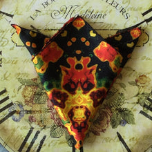 Load image into Gallery viewer, Silk Pocket Square 11"x11" - Hand-stitched, Limited Edition Pure Silk Pocket Square. Hand-rolled on edges and hand stitched. Each piece has a unique design created with special Fractal formulas. A timeless great gift.