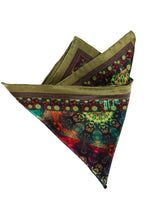 Load image into Gallery viewer, Silk Pocket Square 11"x11" - Hand-stitched, Limited Edition Pure Silk Pocket Square. Hand-rolled on edges and hand stitched. Each piece has a unique design created with special Fractal formulas. A timeless great gift.
