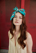 Load image into Gallery viewer, FAD Astrology-Themed Cotton Voile Bandana from Mythology Collection. With intricate fractal patterns inspired by archeological signs, this luxurious modern scarf features vibrant colors, is handstitched on edges and printed on highest-quality fabric.
