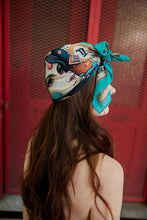 Load image into Gallery viewer, FAD Astrology-Themed Cotton Voile Bandana from Mythology Collection. With intricate fractal patterns inspired by archeological signs, this luxurious modern scarf features vibrant colors, is handstitched on edges and printed on highest-quality fabric.
