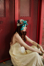 Load image into Gallery viewer, FAD Astrology-Themed Cotton Voile Bandana from Mythology Collection. With intricate fractal patterns inspired by archeological signs, this luxurious modern scarf features vibrant colors, is handstitched on edges and printed on highest-quality fabric.
