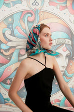 Load image into Gallery viewer, FAD Astrology-Themed Cotton Voile Bandana from Mythology Collection. With intricate fractal patterns inspired by archeological signs, this luxurious modern scarf features vibrant colors, is handstitched on edges and printed on highest-quality fabric.

