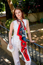 Charger l&#39;image dans la galerie, FAD Mythology-Themed Crepe Silk Shawl from Mythology Collection. With intricate fractal patterns inspired by mythological elements, this luxurious modern shawl features vibrant colors, is handstitched on edges and printed on highest-quality fabric.
