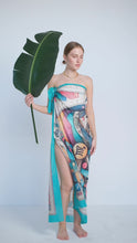 Load and play video in Gallery viewer, FAD Astrology-Themed Cotton Voile Shawl from Mythology Collection. With intricate fractal patterns inspired by archeological signs, this luxurious modern shawl features vibrant colors, is handstitched on edges and printed on highest-quality fabric.
