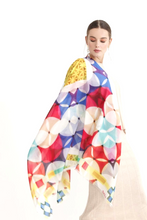 Load image into Gallery viewer, Cotton Silk Shawl 55&quot; x 55&quot; - TERRA Collection TERRA silk shawl pays tribute to the nature of life - evolving and restarting it&#39;s journey, by this elongated design of intersecting colours of earth and sky.
