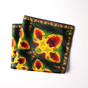 Silk Pocket Square 11"x11" - Hand-stitched, Limited Edition Pure Silk Pocket Square. Hand-rolled on edges and hand stitched. Each piece has a unique design created with special Fractal formulas. A timeless great gift.