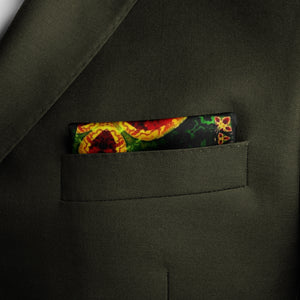 Silk Pocket Square 11"x11" - Hand-stitched, Limited Edition Pure Silk Pocket Square. Hand-rolled on edges and hand stitched. Each piece has a unique design created with special Fractal formulas. A timeless great gift.