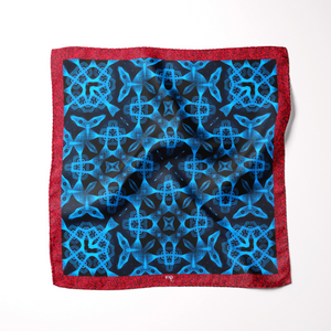 Silk Pocket Square 11"x11" - Hand-stitched, Limited Edition Pure Silk Pocket Square. Hand-rolled on edges and hand stitched. Each piece has a unique design created with special Fractal formulas. A timeless great gift.
