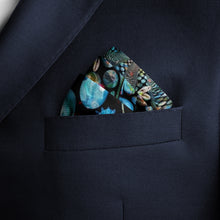Load image into Gallery viewer, Pure Silk Pocket Square, Turkish Silk, Men&#39;s Suit, Wedding Suit, Groomsmen Groom Pocket Square, Bespoke Suit, Limited Edition Fractal, Luxury Pocket folds, Gift for him, Gift for men, Holiday Gift Ideas, Wristband Handmade, Italian Handkerchief.
