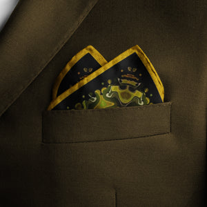 Silk Pocket Square 11"x11" - Hand-stitched, Limited Edition Pure Silk Pocket Square. Hand-rolled on edges and hand stitched. Each piece has a unique design created with special Fractal formulas. A timeless great gift.