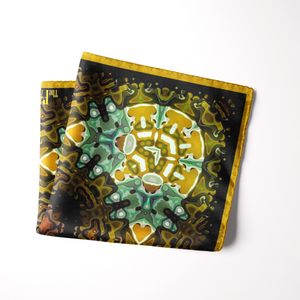 Silk Pocket Square 11"x11" - Hand-stitched, Limited Edition Pure Silk Pocket Square. Hand-rolled on edges and hand stitched. Each piece has a unique design created with special Fractal formulas. A timeless great gift.