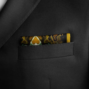 Silk Pocket Square 11"x11" - Hand-stitched, Limited Edition Pure Silk Pocket Square. Hand-rolled on edges and hand stitched. Each piece has a unique design created with special Fractal formulas. A timeless great gift.