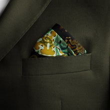 Load image into Gallery viewer, Silk Pocket Square 11&quot;x11&quot; - Hand-stitched, Limited Edition Pure Silk Pocket Square. Hand-rolled on edges and hand stitched. Each piece has a unique design created with special Fractal formulas. A timeless great gift.
