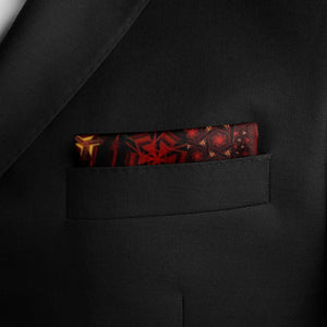 Silk Pocket Square 11"x11" - Hand-stitched, Limited Edition Pure Silk Pocket Square. Hand-rolled on edges and hand stitched. Each piece has a unique design created with special Fractal formulas. A timeless great gift.