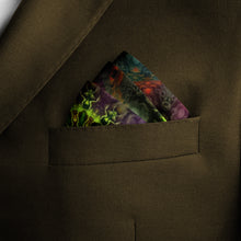 Load image into Gallery viewer, Silk Pocket Square 11&quot;x11&quot; - Hand-stitched, Limited Edition Pure Silk Pocket Square. Hand-rolled on edges and hand stitched. Each piece has a unique design created with special Fractal formulas. A timeless great gift.
