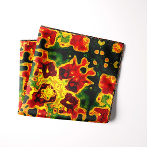Silk Pocket Square 11"x11" - Hand-stitched, Limited Edition Pure Silk Pocket Square. Hand-rolled on edges and hand stitched. Each piece has a unique design created with special Fractal formulas. A timeless great gift.
