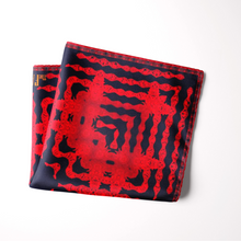 Load image into Gallery viewer, Silk Pocket Square 11&quot;x11&quot; - Hand-stitched, Limited Edition Pure Silk Pocket Square. Hand-rolled on edges and hand stitched. Each piece has a unique design created with special Fractal formulas. A timeless great gift.
