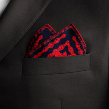 Load image into Gallery viewer, Silk Pocket Square 11&quot;x11&quot; - Hand-stitched, Limited Edition Pure Silk Pocket Square. Hand-rolled on edges and hand stitched. Each piece has a unique design created with special Fractal formulas. A timeless great gift.
