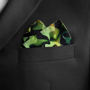 Silk Pocket Square 11"x11" - Hand-stitched, Limited Edition Pure Silk Pocket Square. Hand-rolled on edges and hand stitched. Each piece has a unique design created with special Fractal formulas. A timeless great gift.
