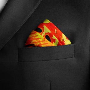 Silk Pocket Square 11"x11" - Hand-stitched, Limited Edition Pure Silk Pocket Square. Hand-rolled on edges and hand stitched. Each piece has a unique design created with special Fractal formulas. A timeless great gift.