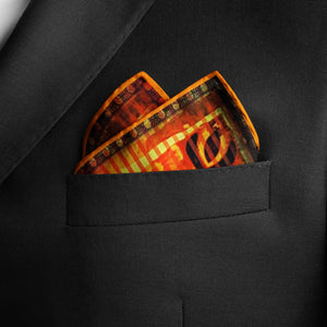 Silk Pocket Square 11"x11" - Hand-stitched, Limited Edition Pure Silk Pocket Square. Hand-rolled on edges and hand stitched. Each piece has a unique design created with special Fractal formulas. A timeless great gift.