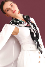 Charger l&#39;image dans la galerie, 100% Silk Twill Scarf, TERRA Collection  An exclusive piece of accessory - a scarf, a foulard, a belt, a hair wrap, a bag scarf..  Produced in limited numbers, handmade. Hand-rolled on edges and hand stitched. Each piece has a unique design created by special &#39;Fractal&#39; formulas.
