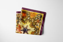 Charger l&#39;image dans la galerie, Silk Scarf and Foulard 35&quot; x 35&quot; - TERRA Collection TERRA silk scarf pays tribute to the nature of life - evolving and restarting it&#39;s journey, by this elongated design of intersecting colours of earth and sky.
