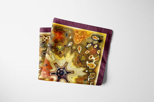 Silk Scarf and Foulard 35" x 35" - TERRA Collection TERRA silk scarf pays tribute to the nature of life - evolving and restarting it's journey, by this elongated design of intersecting colours of earth and sky.