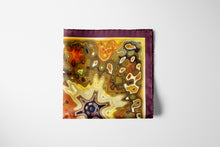 Charger l&#39;image dans la galerie, Silk Scarf and Foulard 35&quot; x 35&quot; - TERRA Collection TERRA silk scarf pays tribute to the nature of life - evolving and restarting it&#39;s journey, by this elongated design of intersecting colours of earth and sky.
